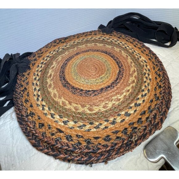 Nancys Nook Jute Chair Pad 15" Round Braided Natural Fiber Handmade - Picture 3 of 8